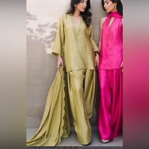 Gorgeous olive green nadia khan’s kameez shalwar and duppata size medium tunic